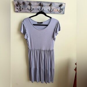 Light Blue Ruffle Sleeve Dress
